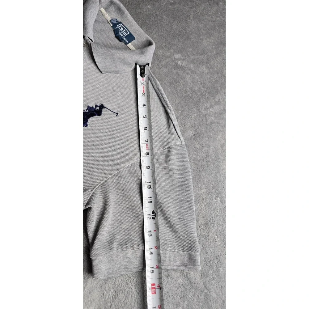 Polo Ralph Lauren Big Pony Polo Mens XL Gray Navy Pique Preppy Custom Fit